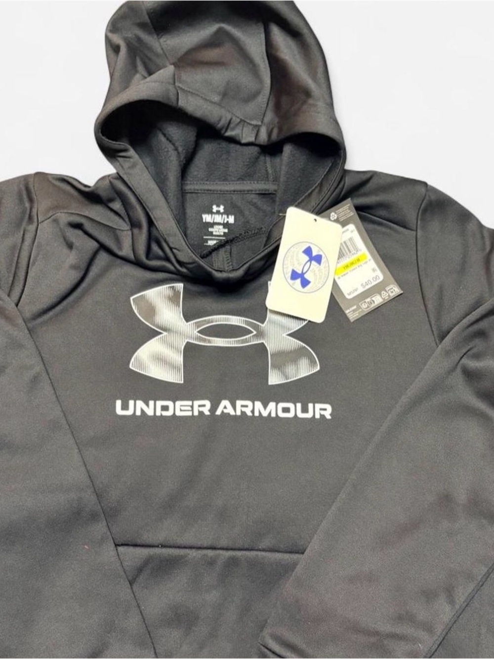 Under Armour Kids Black Hoodie with White Logo